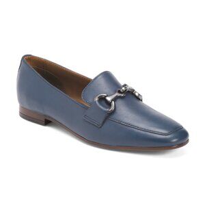 PARROTTO Navy Made In Italy Leather Loafers With Horsebit